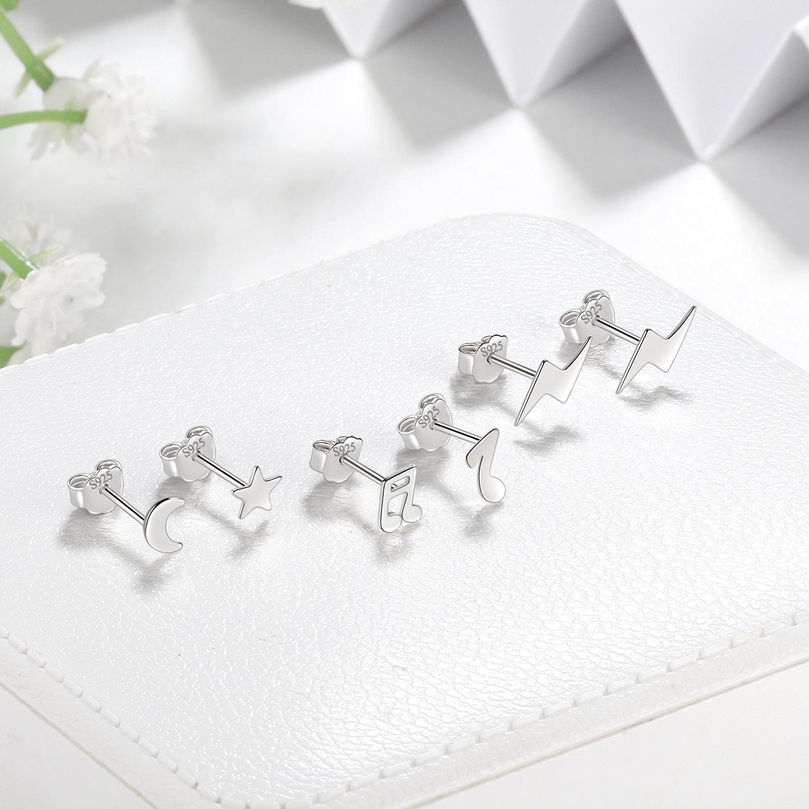 Mini Stud Earrings Set - Star Moon Flash Music Note - Earrings - Aurora Tears
