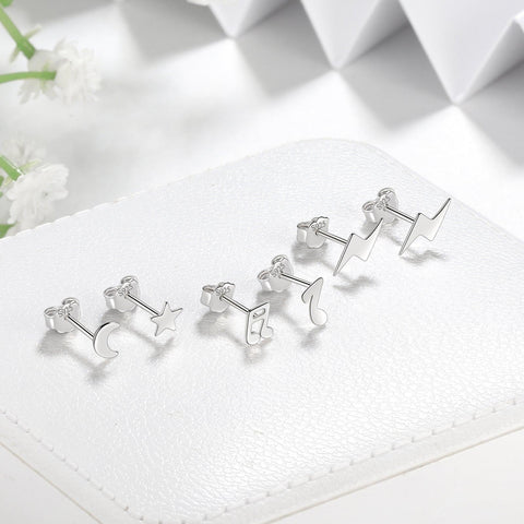 Mini Stud Earrings Set - Star Moon Flash Music Note - Earrings - Aurora Tears