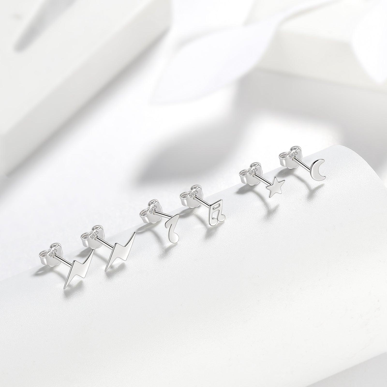 Mini Stud Earrings Set - Star Moon Flash Music Note - Earrings - Aurora Tears