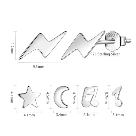 Mini Stud Earrings Set - Star Moon Flash Music Note - Earrings - Aurora Tears