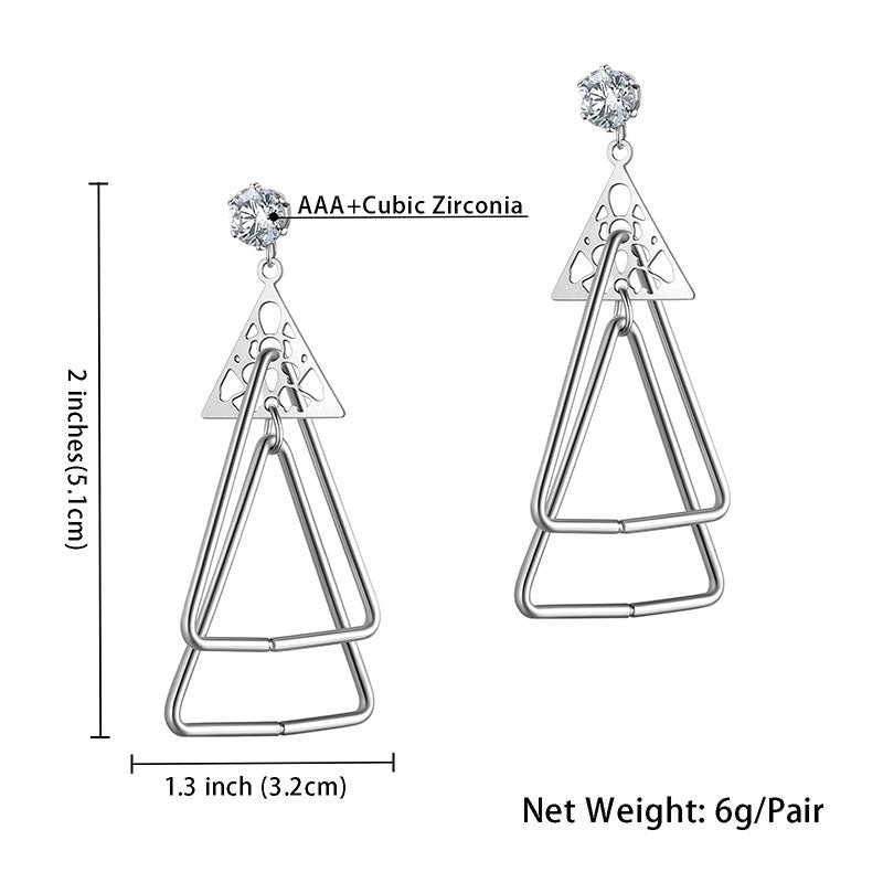 Triangle Dangle Drop Earrings Women Stainless Steel - Earrings - Aurora Tears