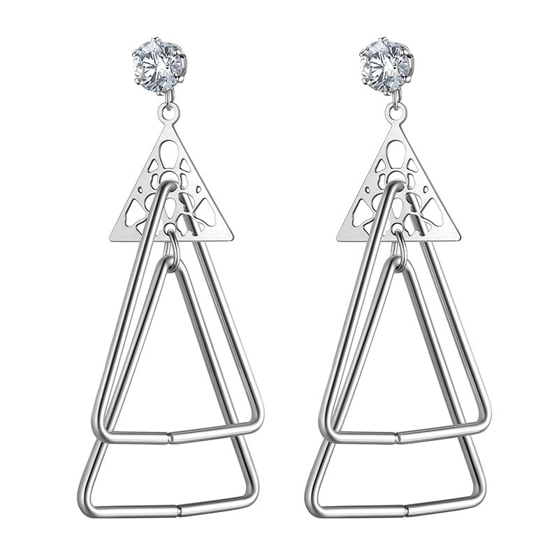 Triangle Dangle Drop Earrings Women Stainless Steel - Earrings - Aurora Tears