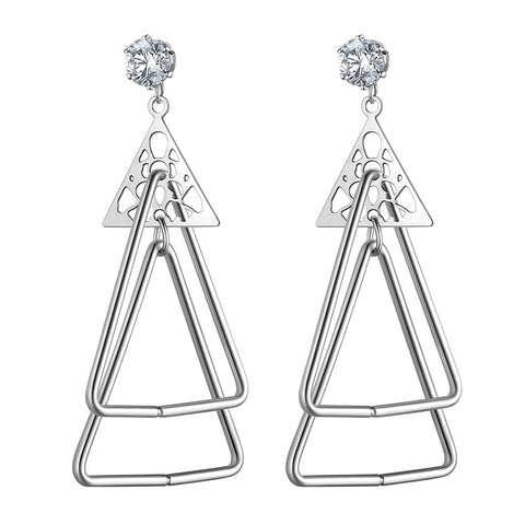 Triangle Dangle Drop Earrings Women Stainless Steel - Earrings - Aurora Tears