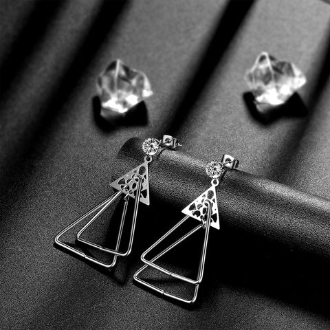 Triangle Dangle Drop Earrings Women Stainless Steel - Earrings - Aurora Tears