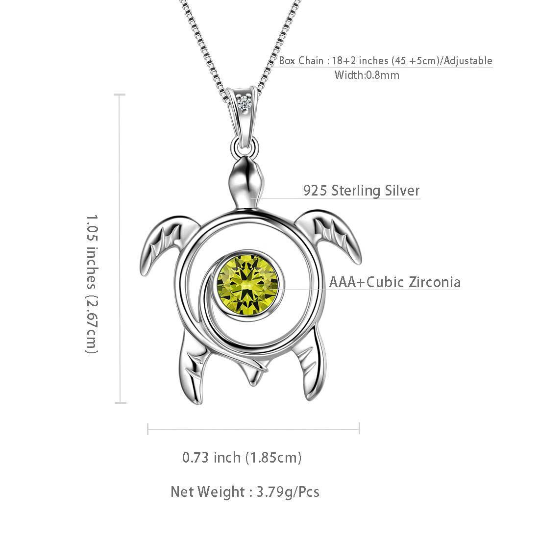 Turtle Birthstone August Peridot Necklace Pendant - Necklaces - Aurora Tears