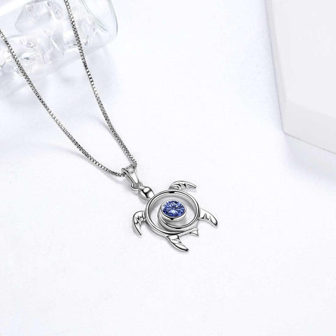 Turtle Birthstone December Tanzanite Necklace Pendant - Necklaces - Aurora Tears