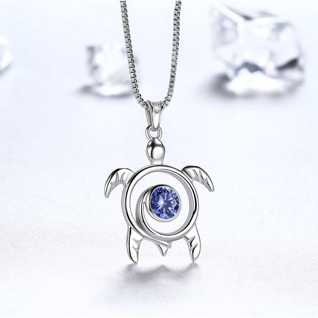 Turtle Birthstone December Tanzanite Necklace Pendant - Necklaces - Aurora Tears