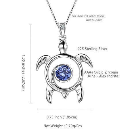 Turtle Birthstone December Tanzanite Necklace Pendant - Necklaces - Aurora Tears