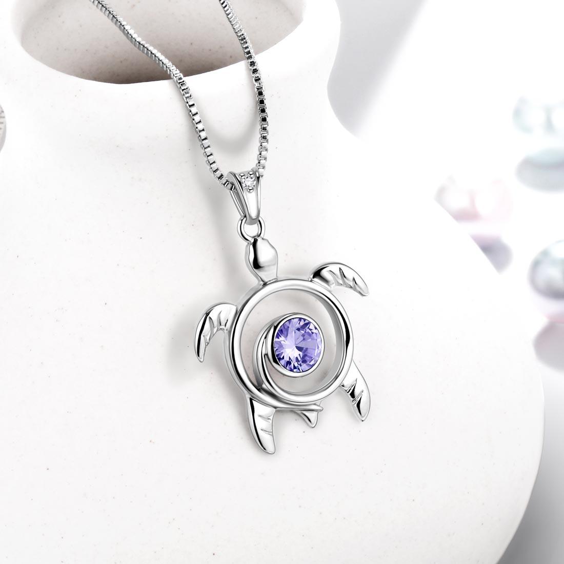 Turtle Birthstone June Alexandrite Necklace Pendant - Necklaces - Aurora Tears