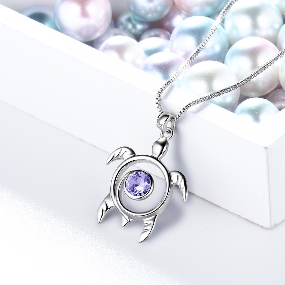 Turtle Birthstone June Alexandrite Necklace Pendant - Necklaces - Aurora Tears