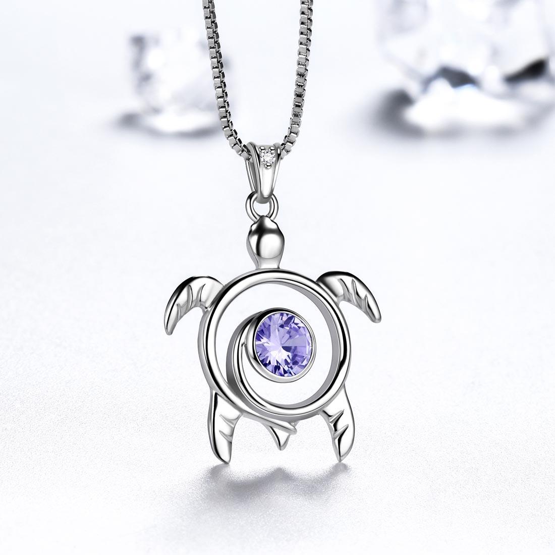 Turtle Birthstone June Alexandrite Necklace Pendant - Necklaces - Aurora Tears