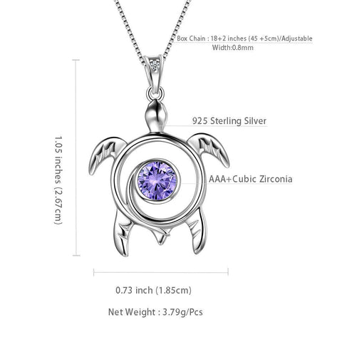 Turtle Birthstone June Alexandrite Necklace Pendant - Necklaces - Aurora Tears