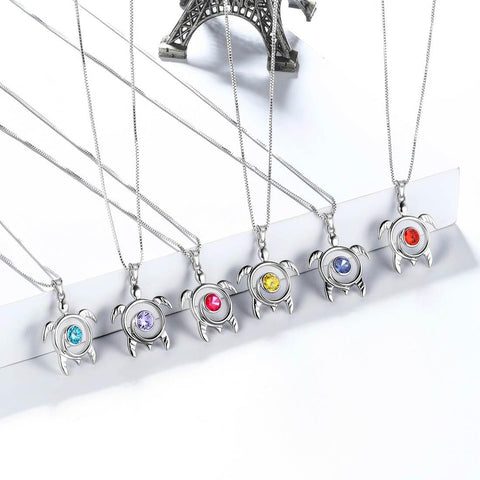 Turtle Birthstone January Garnet Necklace Pendant - Necklaces - Aurora Tears