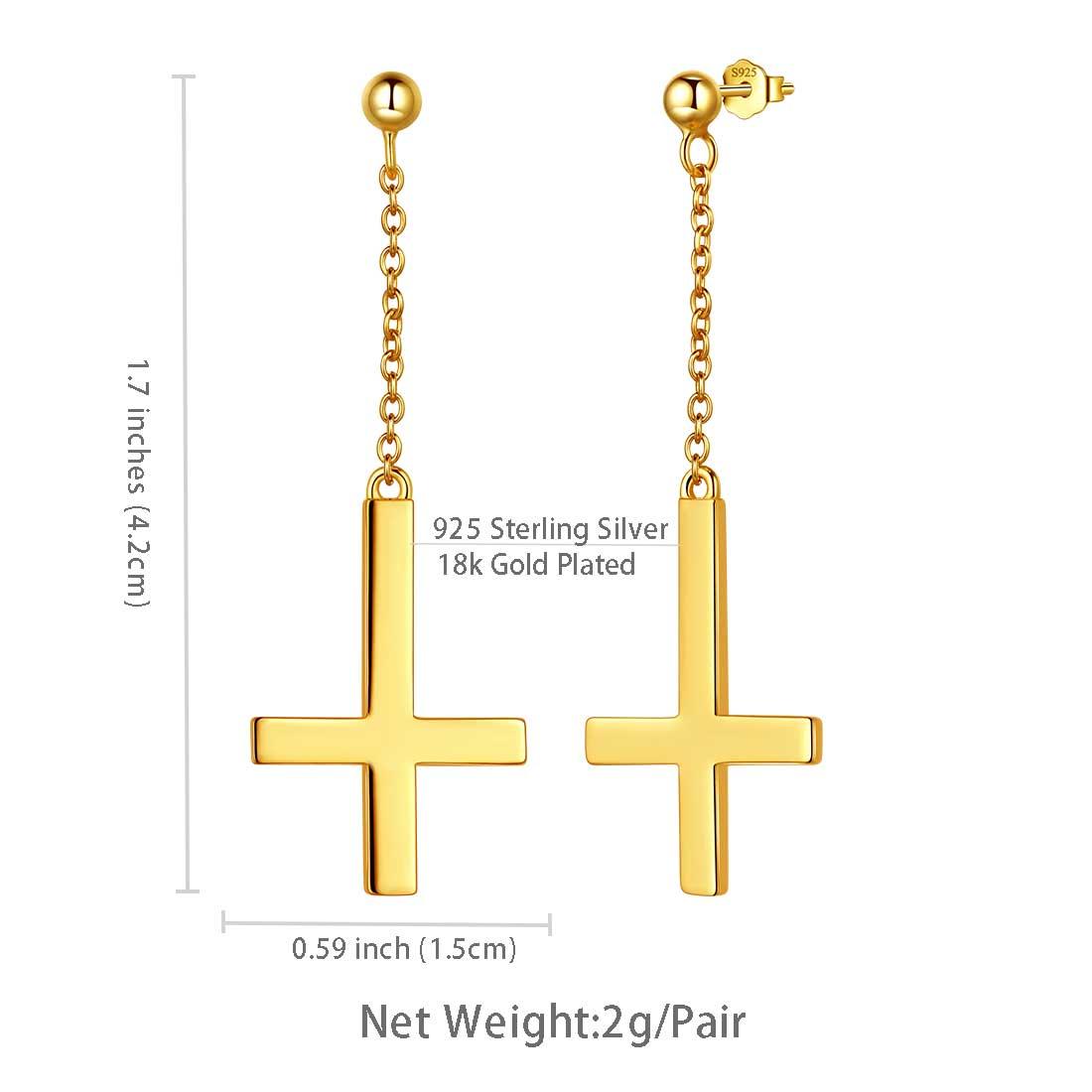Gold stainless steel dangling cross earrings mens womens Punk earrings |  eBay