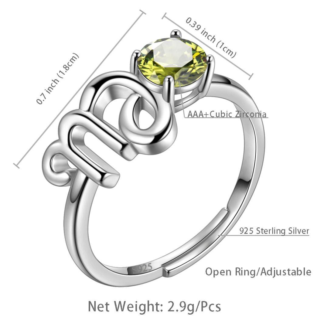 Gemini Ring Zodiac May Birthstone 925 Sterling Silver – Aurora Tears