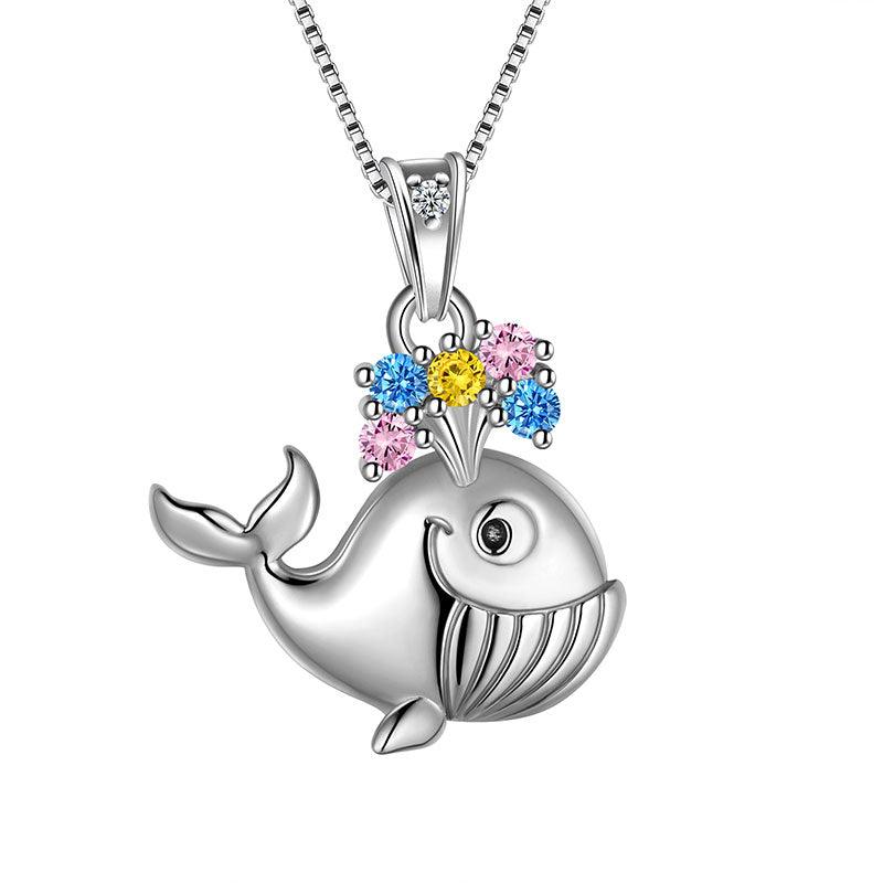 Whale Mini Animal Pendant Necklace 925 Sterling Silver - Necklaces - Aurora Tears