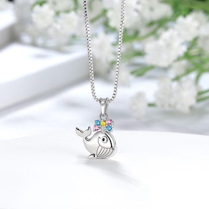 Whale Mini Animal Pendant Necklace 925 Sterling Silver - Necklaces - Aurora Tears