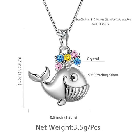 Whale Mini Animal Pendant Necklace 925 Sterling Silver - Necklaces - Aurora Tears