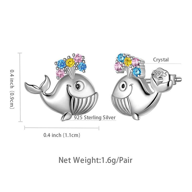 Whale Mini Animal Studs Earrings 925 Sterling Silver - Earrings - Aurora Tears