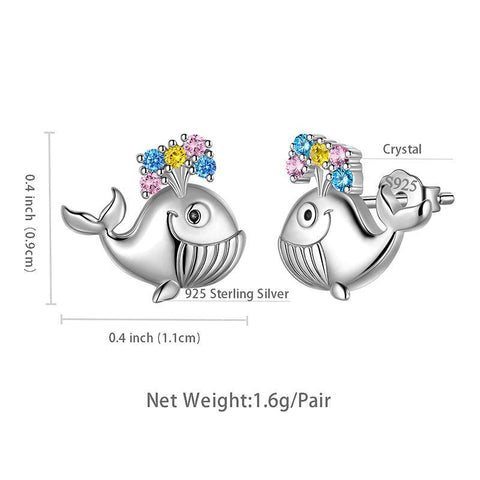 Whale Mini Animal Studs Earrings 925 Sterling Silver - Earrings - Aurora Tears