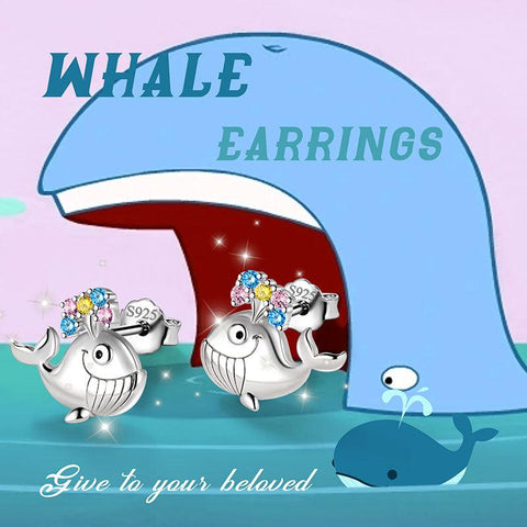 Whale Mini Animal Studs Earrings 925 Sterling Silver - Earrings - Aurora Tears