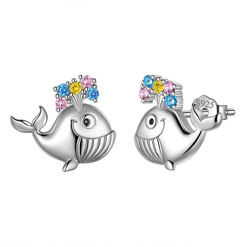 Whale Mini Animal Studs Earrings 925 Sterling Silver - Earrings - Aurora Tears