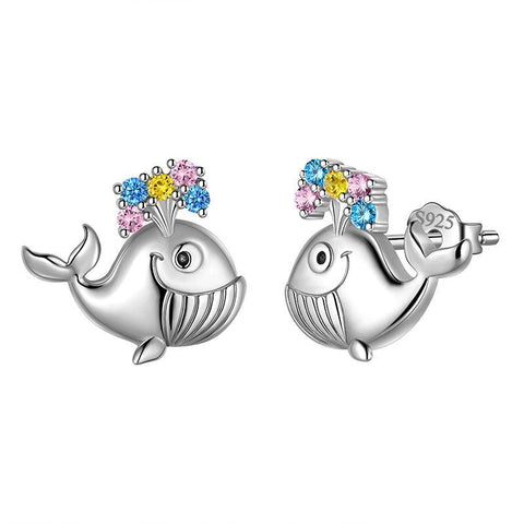 Whale Mini Animal Studs Earrings 925 Sterling Silver - Earrings - Aurora Tears