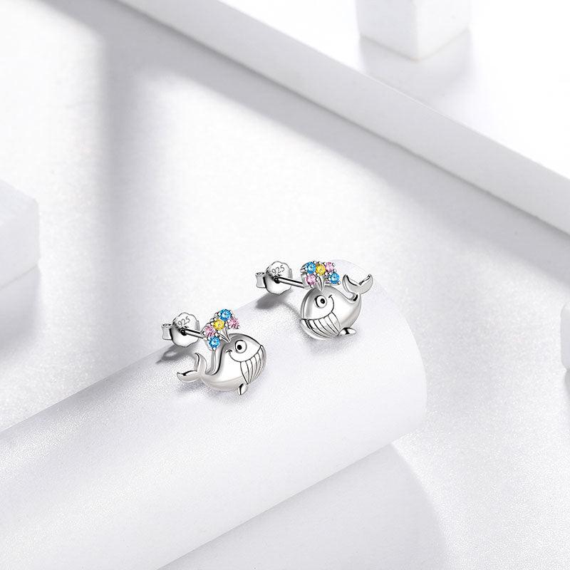 Whale Mini Animal Studs Earrings 925 Sterling Silver - Earrings - Aurora Tears
