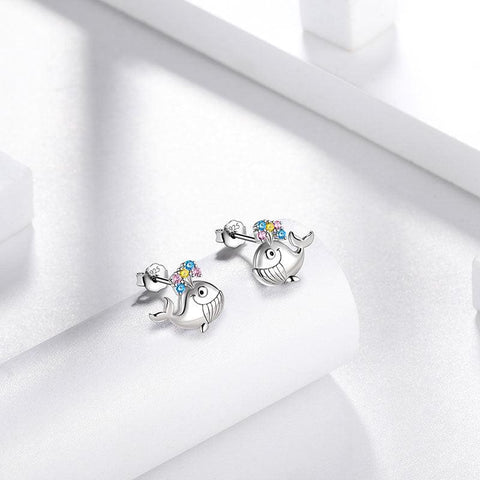 Whale Mini Animal Studs Earrings 925 Sterling Silver - Earrings - Aurora Tears