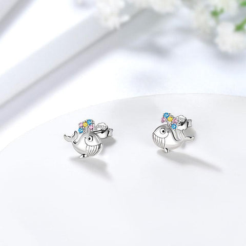 Whale Mini Animal Studs Earrings 925 Sterling Silver - Earrings - Aurora Tears