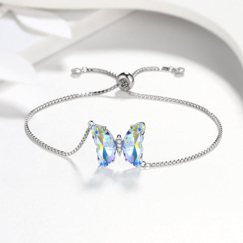 White Butterfly Bracelet April Diamond Birthstone - Bracelet - Aurora Tears