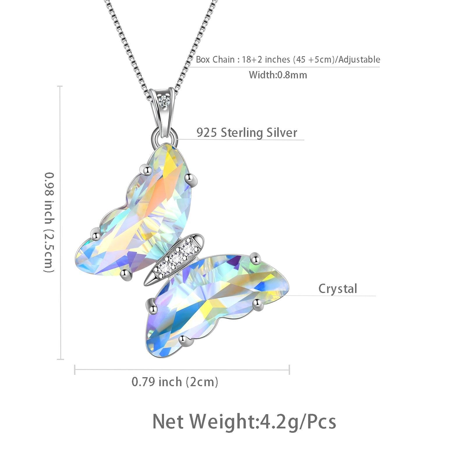 White Butterfly Necklace April Diamond Birthstone Pendant - Necklaces - Aurora Tears