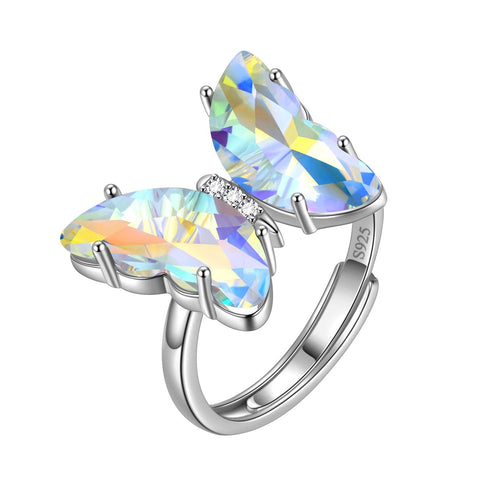 White Butterfly Ring April Diamond Birthstone - Rings - Aurora Tears