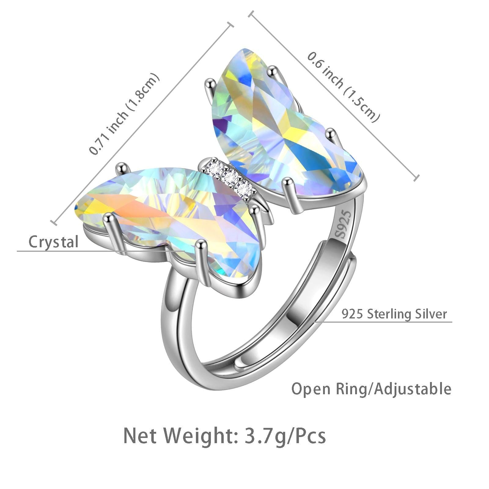 White Butterfly Ring April Diamond Birthstone - Rings - Aurora Tears
