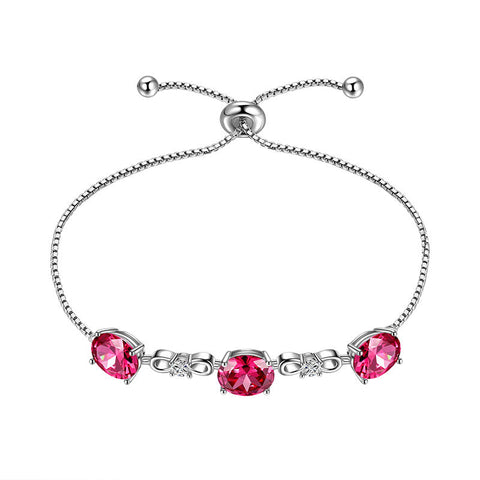 Round Birthstone July Ruby Bracelet Sterling Silver - Bracelet - Aurora Tears