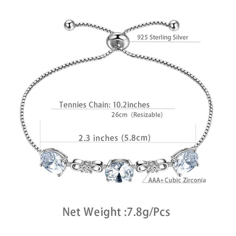 Round Birthstone April Diamond Bracelet Sterling Silver - Bracelet - Aurora Tears