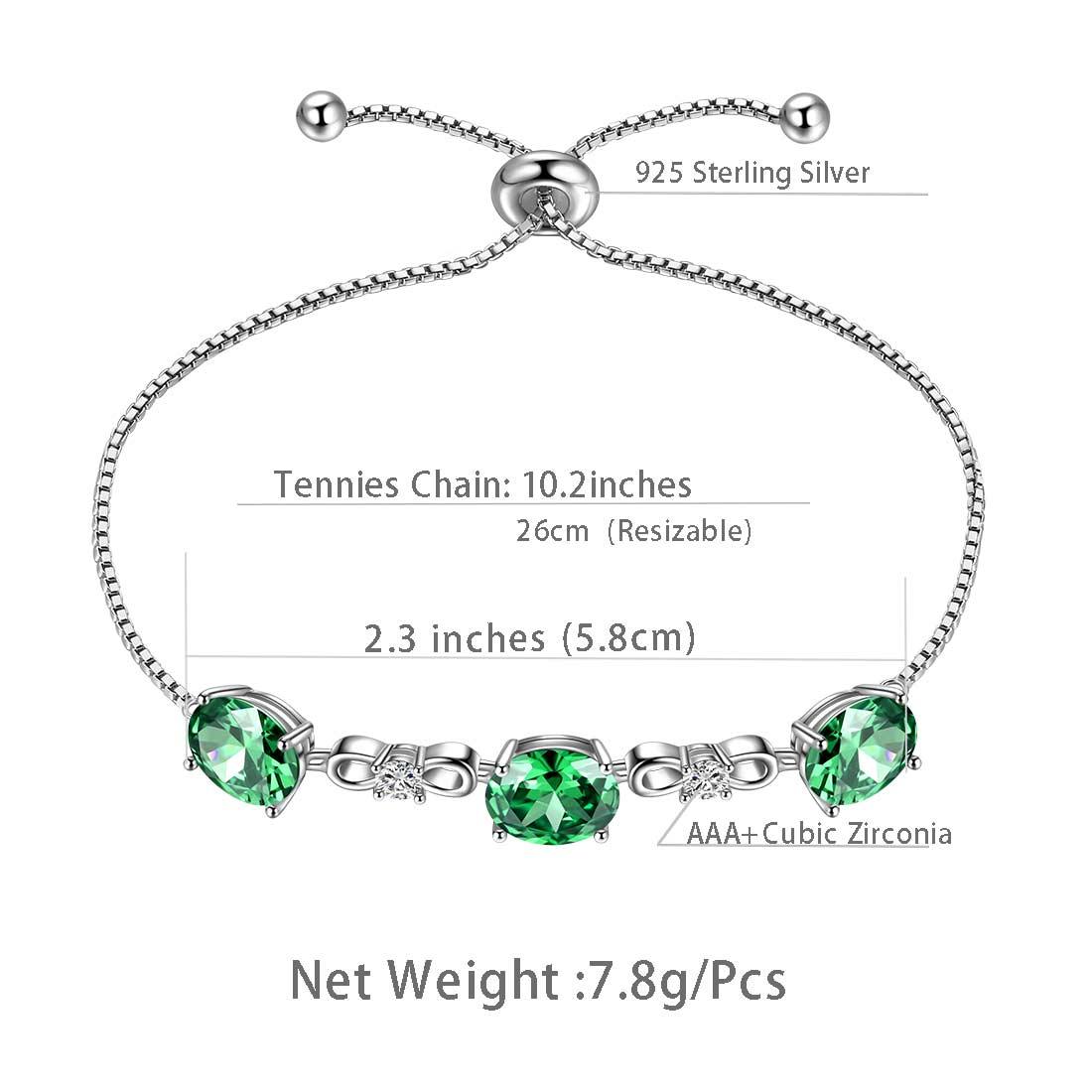 Round Birthstone May Emerald Bracelet Sterling Silver - Bracelet - Aurora Tears