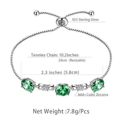 Round Birthstone May Emerald Bracelet Sterling Silver - Bracelet - Aurora Tears