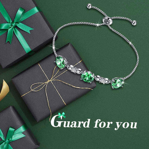 Round Birthstone May Emerald Bracelet Sterling Silver - Bracelet - Aurora Tears