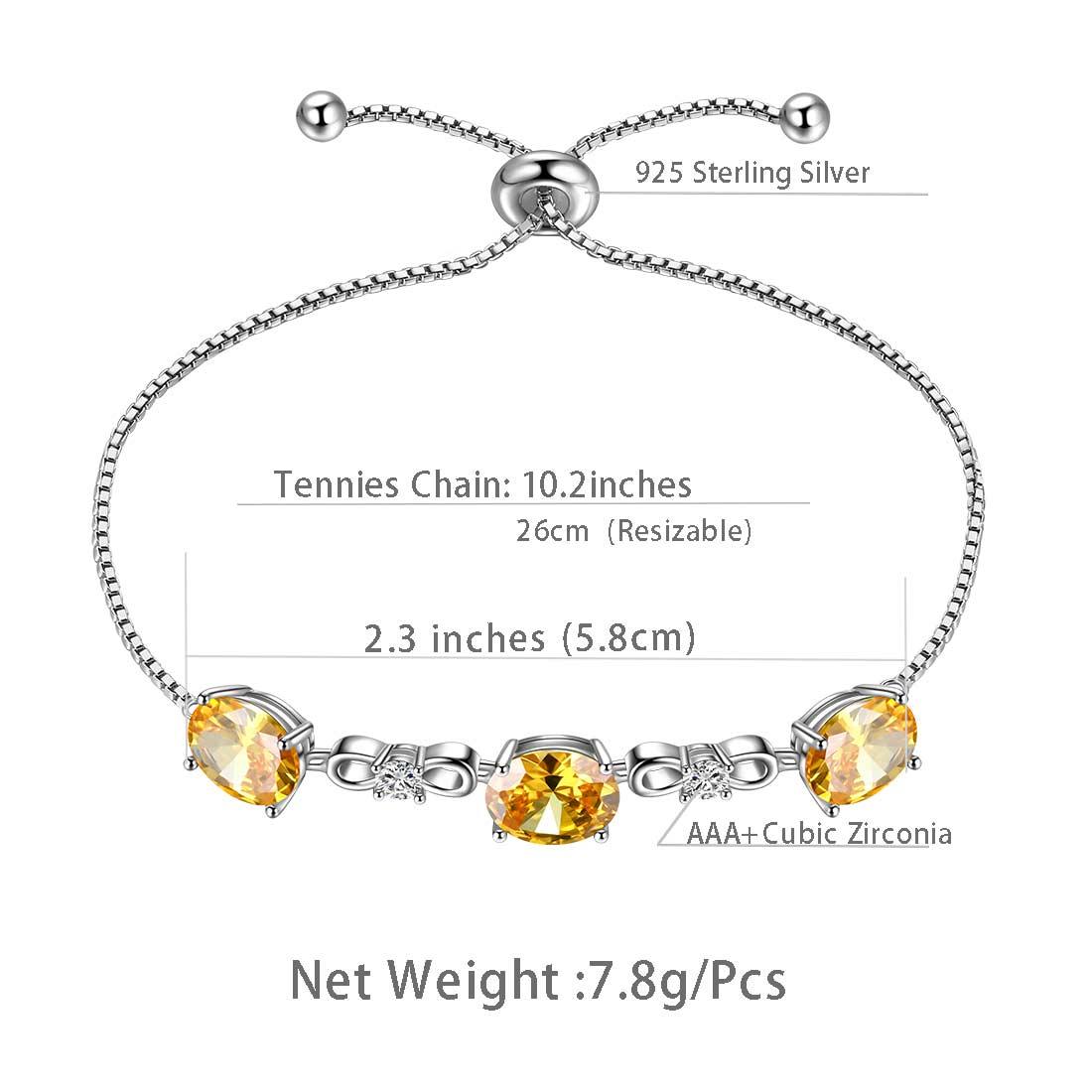 Round Birthstone November Citrine Bracelet Sterling Silver - Bracelet - Aurora Tears