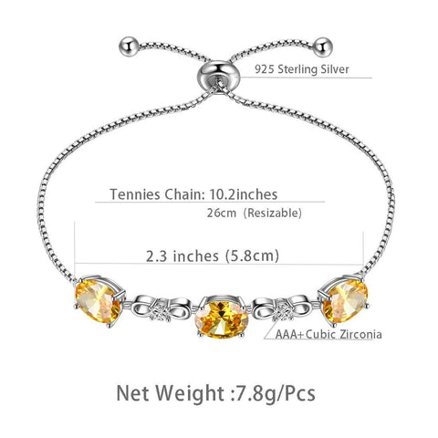 Round Birthstone November Citrine Bracelet Sterling Silver - Bracelet - Aurora Tears