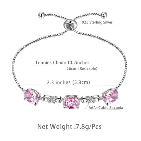 Round Birthstone October Tourmaline Bracelet Sterling Silver - Bracelet - Aurora Tears