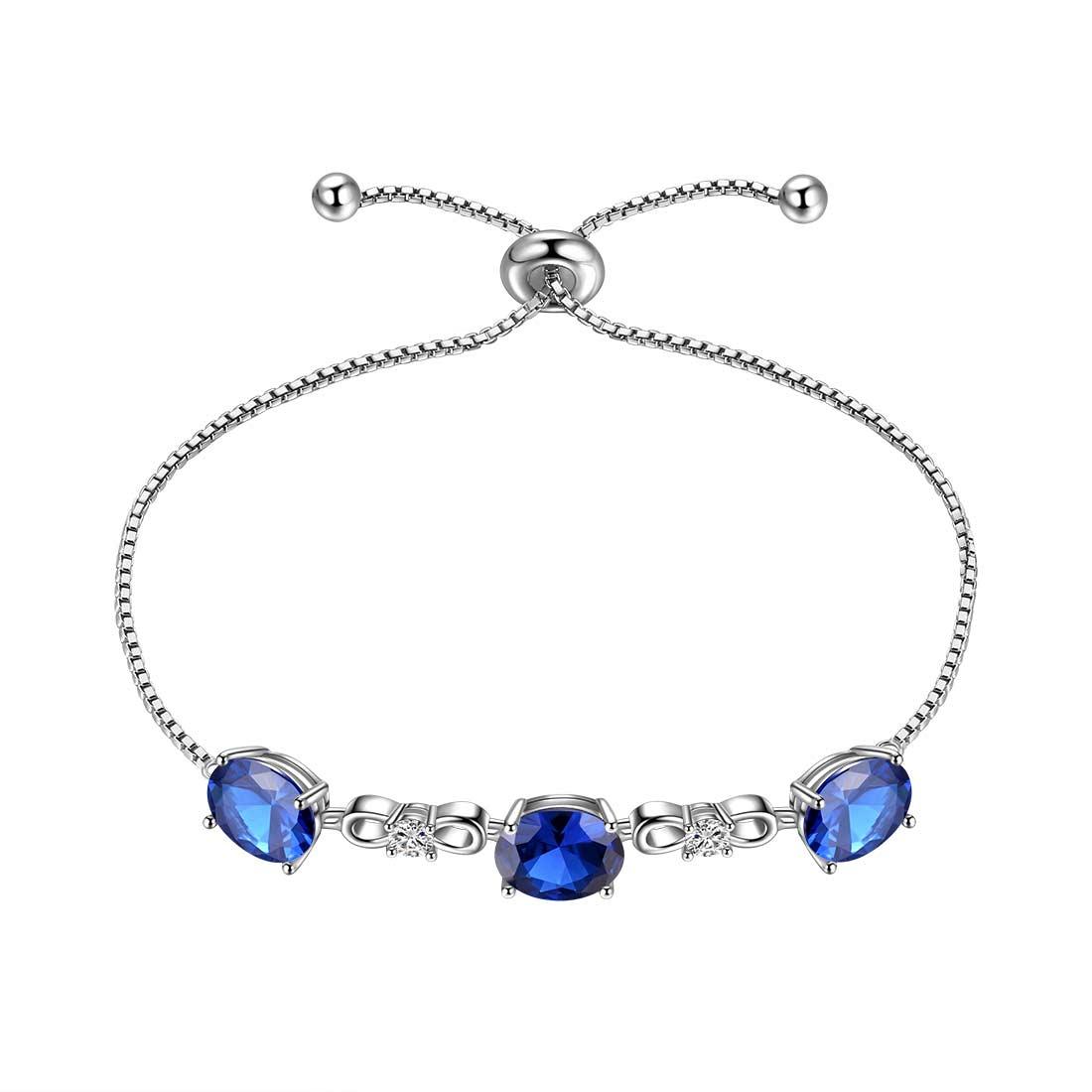 Round Birthstone September Sapphire Bracelet Sterling Silver - Bracelet - Aurora Tears