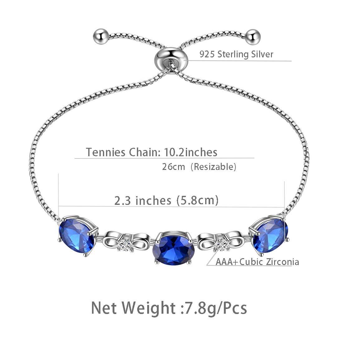 Round Birthstone September Sapphire Bracelet Sterling Silver - Bracelet - Aurora Tears