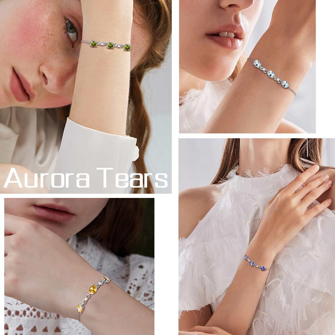 Round Birthstone November Citrine Bracelet Sterling Silver - Bracelet - Aurora Tears