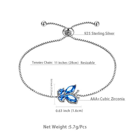 925 Sterling Silver Butterfly Bracelet Birthstone Jewelry Gift Women Girls - Bracelet - Aurora Tears