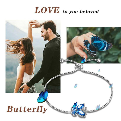 Butterfly Bracelet Birthstone September Sapphire Link - Bracelet - Aurora Tears