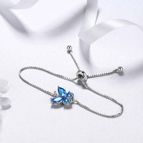 Butterfly Bracelet Birthstone September Sapphire Link - Bracelet - Aurora Tears