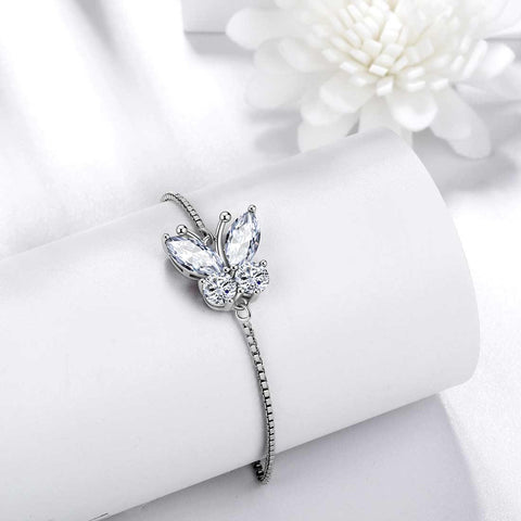 Butterfly Bracelet Birthstone April Diamond Link - Bracelet - Aurora Tears