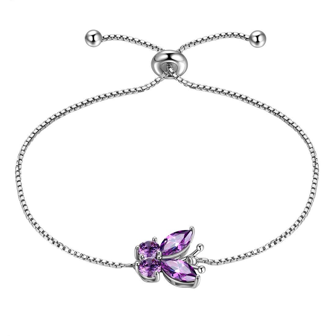 Butterfly Bracelet Birthstone February Amethyst Link - Bracelet - Aurora Tears